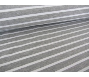 Stretchjersey Ringeljersey Streifen grau weiß